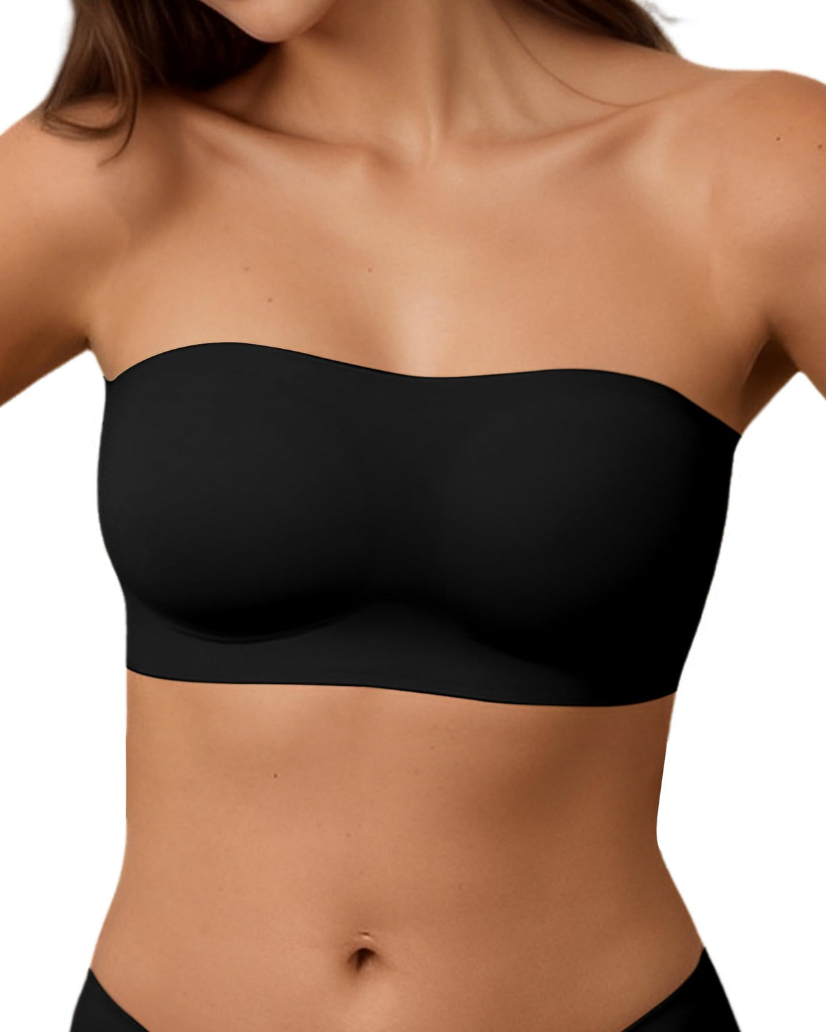 Sutien fără bretele fără cusături SHARICCA cu silicon antialunecare – Negru XL