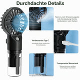 Handheld Misting Fan USB Rechargeable 4-Speed Portable Mini – Black
