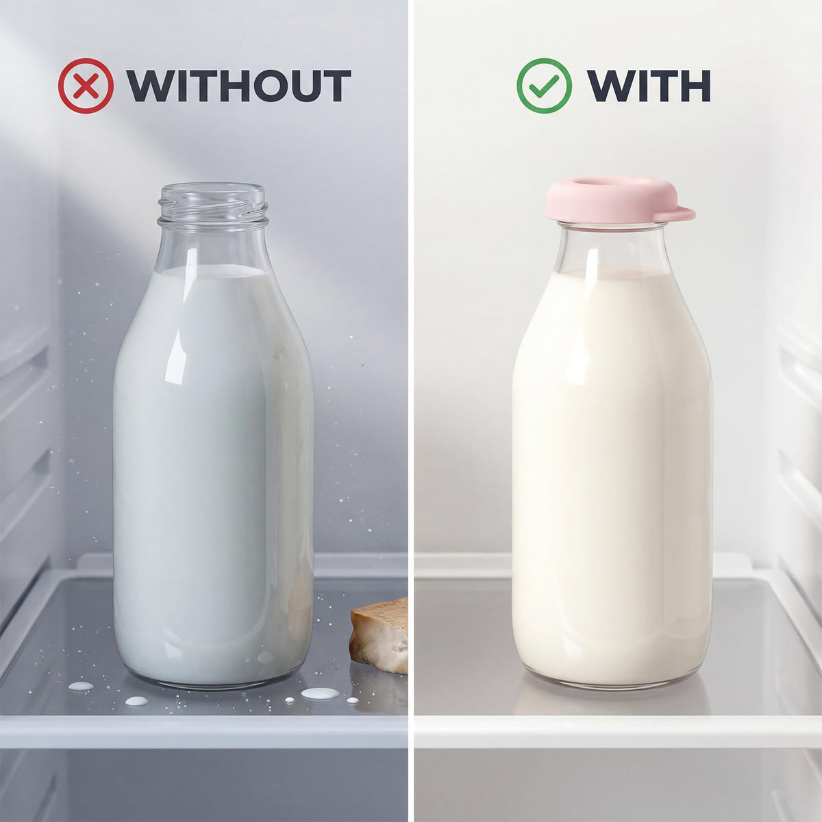 Silicone Milk Bottle Lids 4-Piece Reusable Seal Caps – Multi