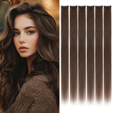 Clip-in Human Hair Extensions 6 pcs 30 cm 33 g Silk Lace Base Highlights – Dark Brown #2R