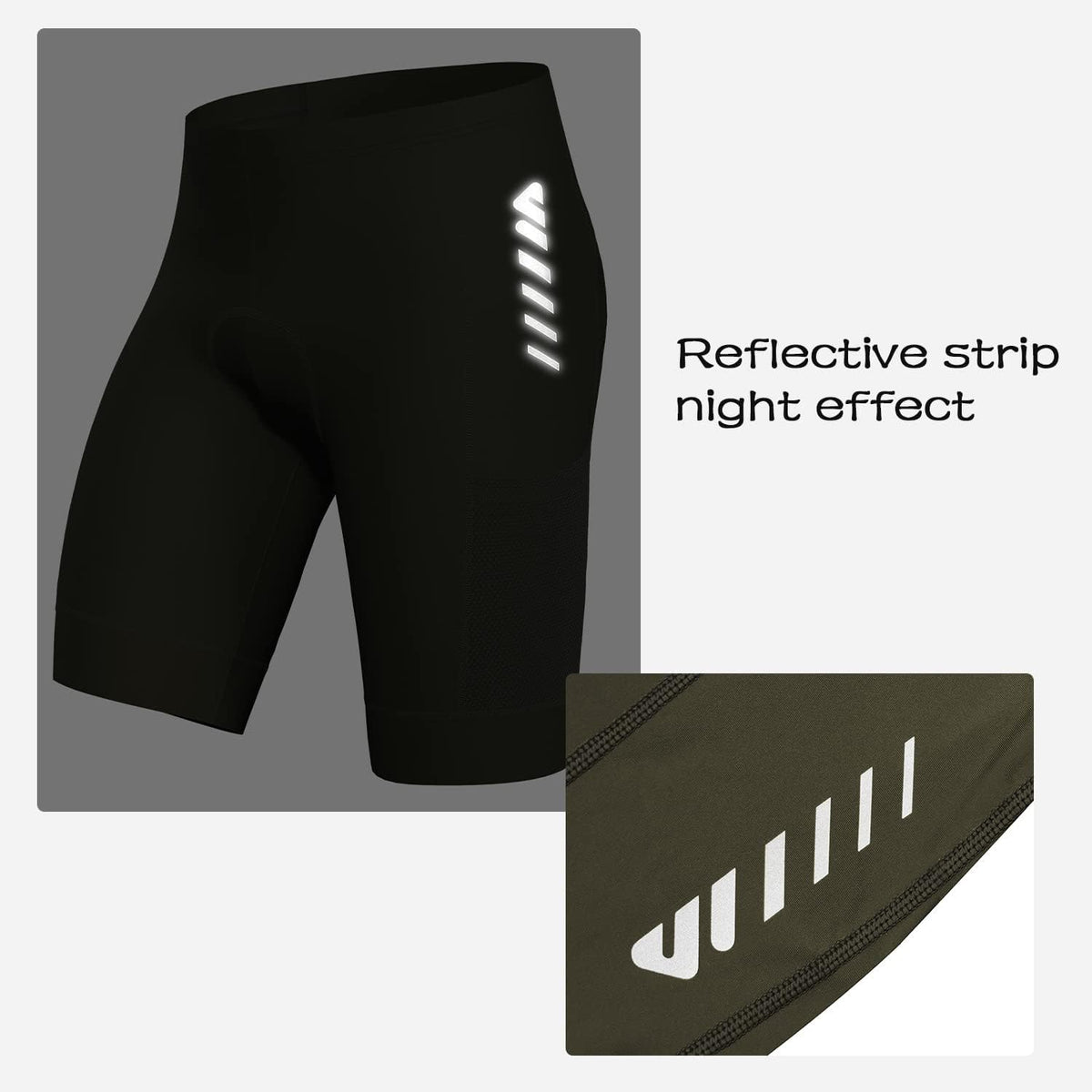 Men's 4D Padded Cycling Shorts Breathable Quick-Dry with Reflective Stripes – Green S