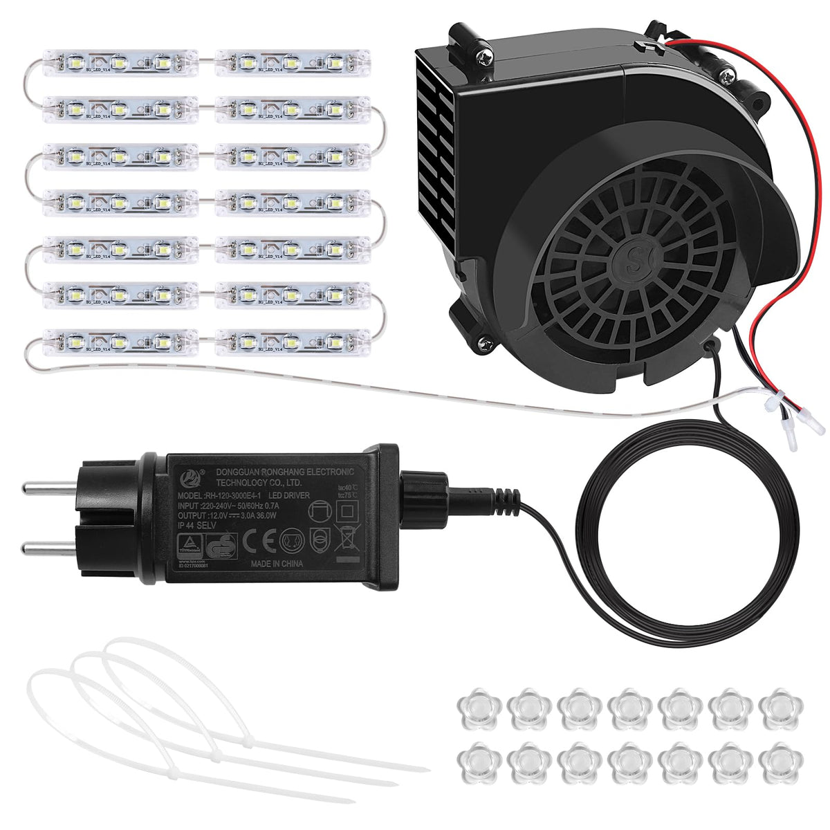 Suflantă de aer de schimb 2.5A cu adaptor și lumini LED albe pentru gonflabile – 2.5A