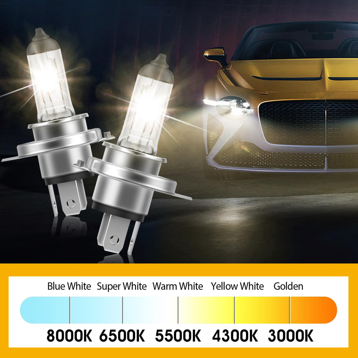 BIHEE Halogen Headlight Bulbs 12V 35W 3000K Yellow Bright Light – 2 Pack