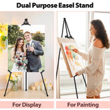VAIIGO Metal Easel 168cm, Foldable & Height-Adjustable - Poster Easel Stand with Clamps for Weddings/Poster Displays with Bag (Black 01, 1 Piece)
