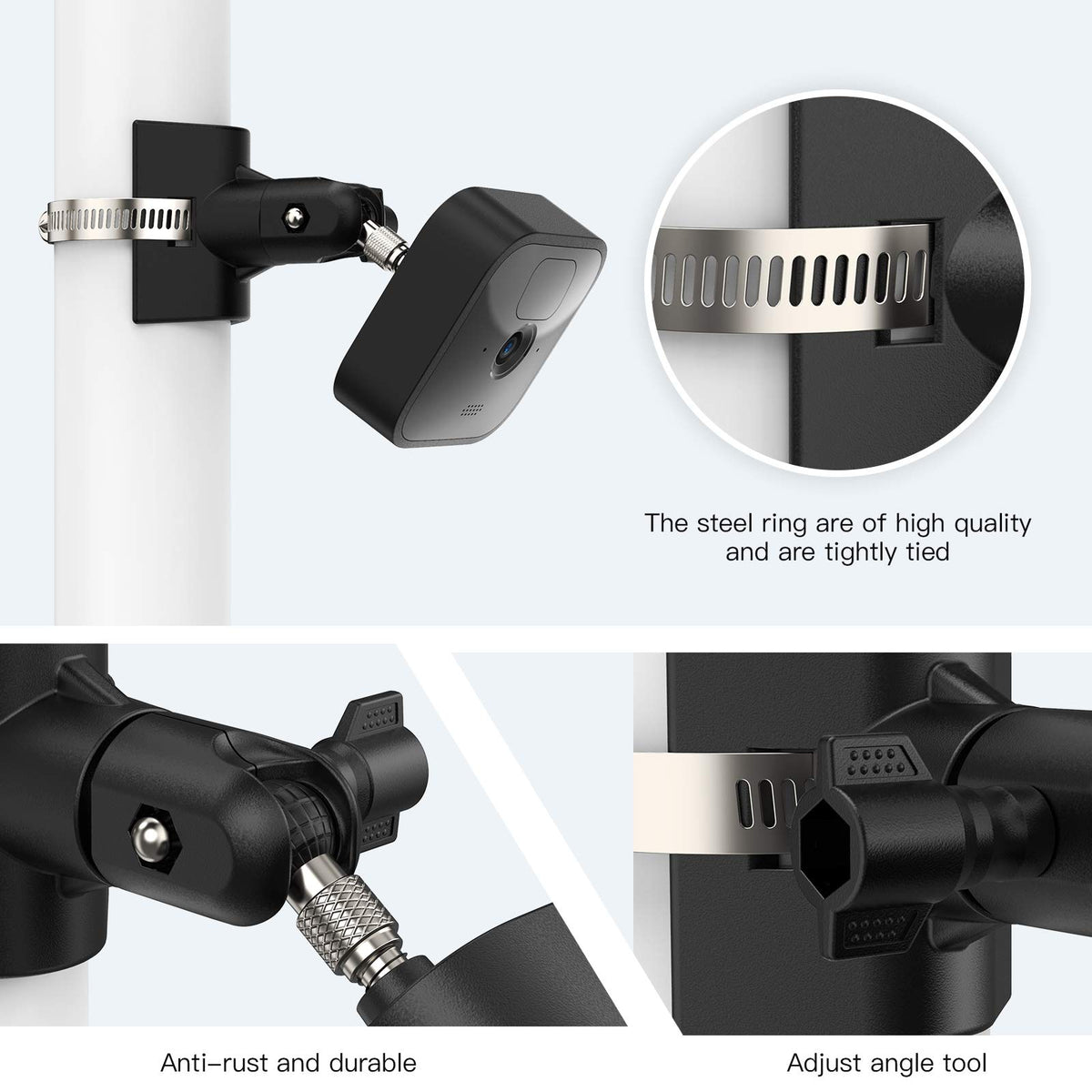 Suport de prindere pe stâlp sau burlan pentru camere de supraveghere Blink Outdoor HOLACA – Negru