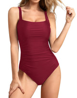 Costum de baie întreg modelator Brosloth push-up cu efect de aplatizare a abdomenului – Roșu Bordeaux, Mărime: S