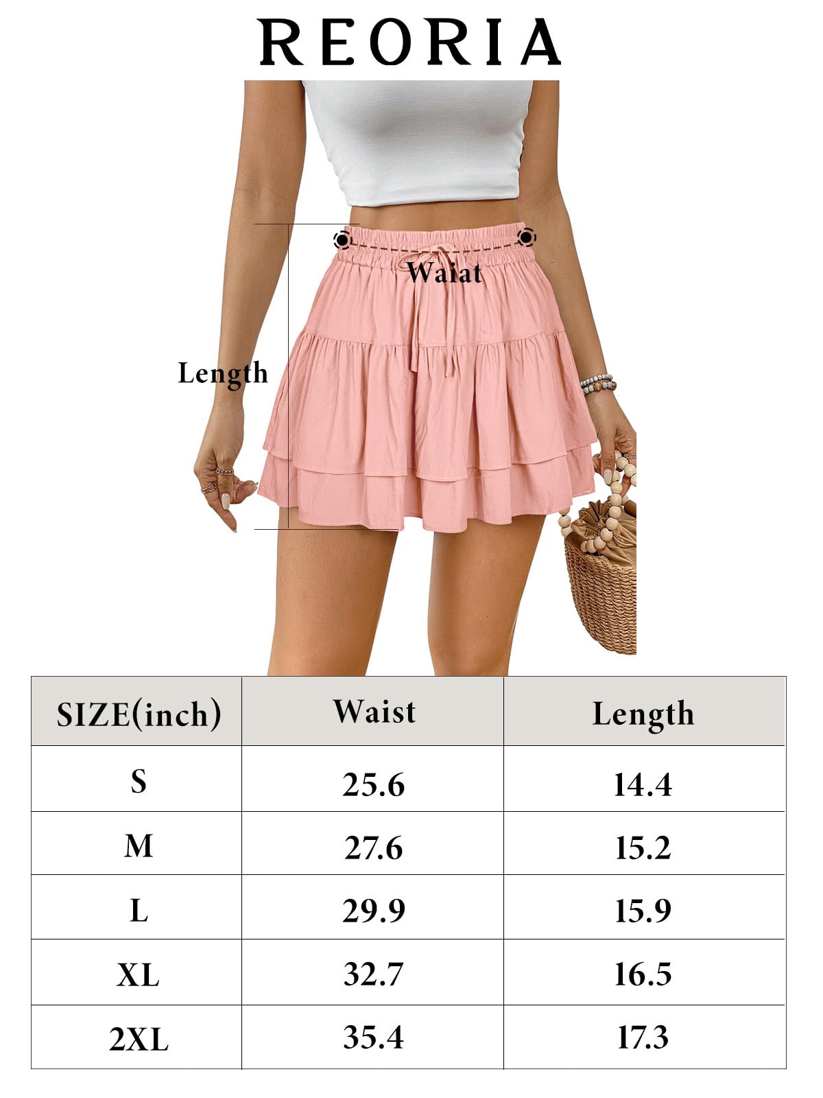 REORIA Women Frill Mini Cupcake Skirt Pleated A-line – Black