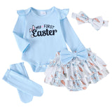 Baby Girl 0-3 Months Ruffled Romper & Tutu Outfit with Headband Photoshoot Set – Blue