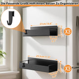 Rafturi magnetice organizatoare pentru frigider cu 6 cârlige, set 6 bucăți – Negru
