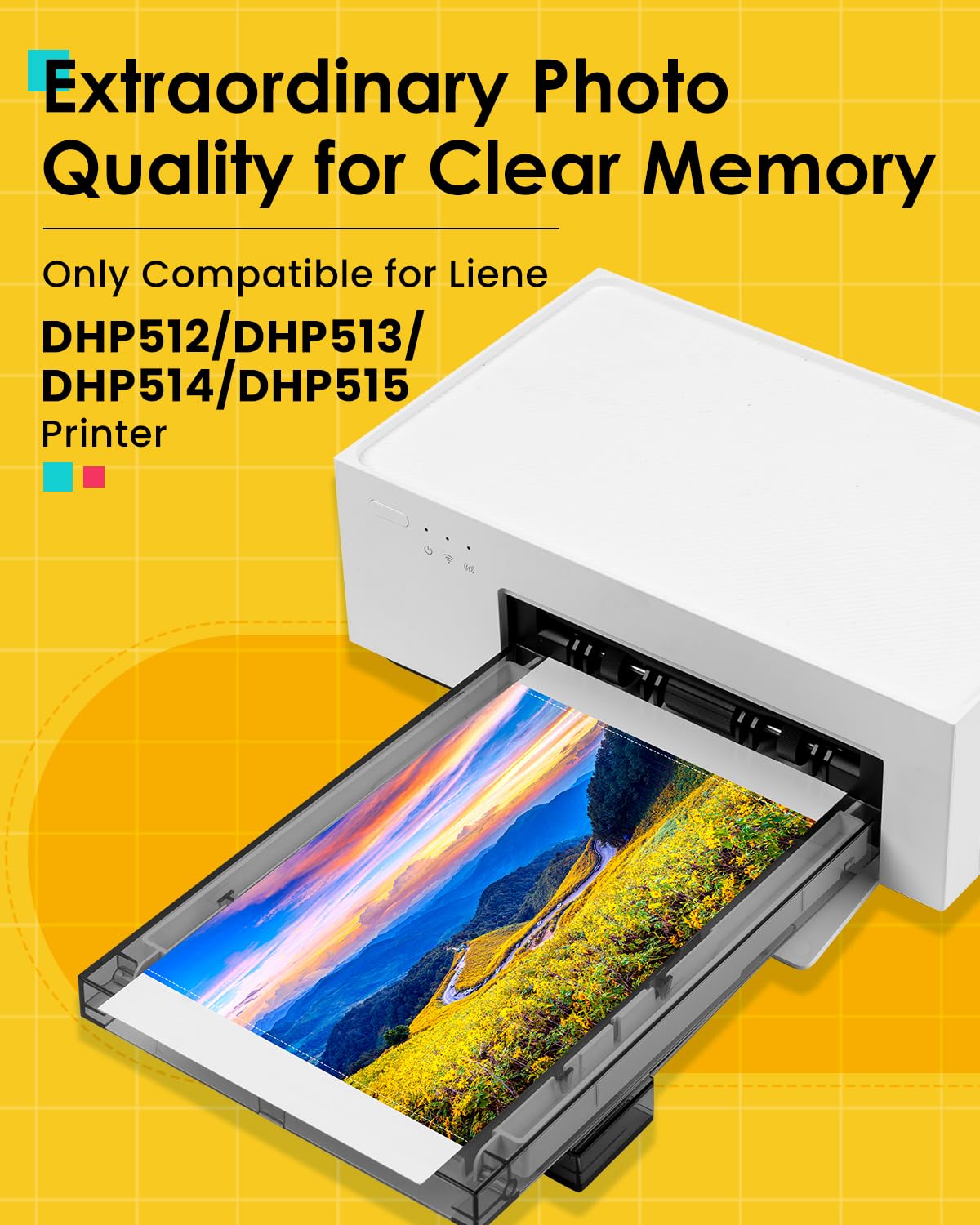Kit hârtie foto și ribon compatibil Liene Amber M100/M200, 80 coli + 2 riboane – 10x15 cm