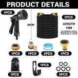 Garden Hose Flexible 15m Expandable, Flexible Water Hose with 8 Spray Functions, Flexible Hose 1/2 inch to 3/4 inch, Garden Hose, for Garden Irrigation, Car Washing, Washing and Watering