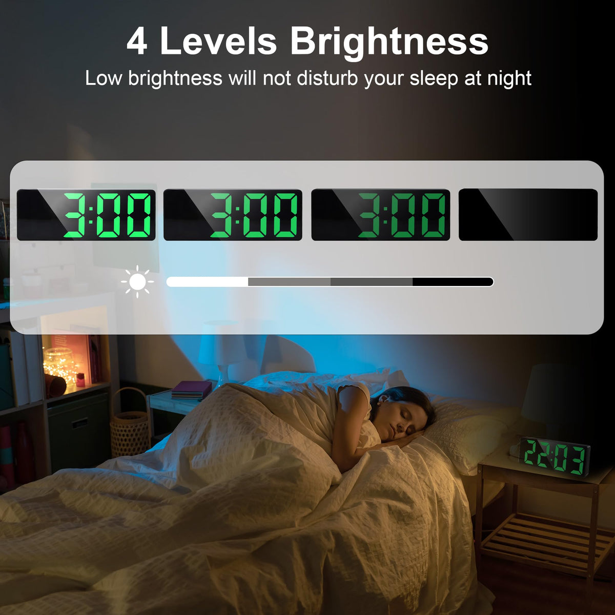 Lafocuse LED Digital Alarm Clock with Large Numbers, Temperature Display and Date, Digital Type-C/Battery Operated Table Clock with Snooze, Brightness Adjustable, 12/24HR for Bedside Table, Bedroom, Office, Green
