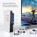 Cooling Accessories for OLD PS5 Version, KIWIHOME PS5 Cooling Fan with LED, Auto Speed Control and USB3.0 Hubs, for PS5 Disc and Digital Edition, Not for PS5 Slim/PS5 Pro (Black)