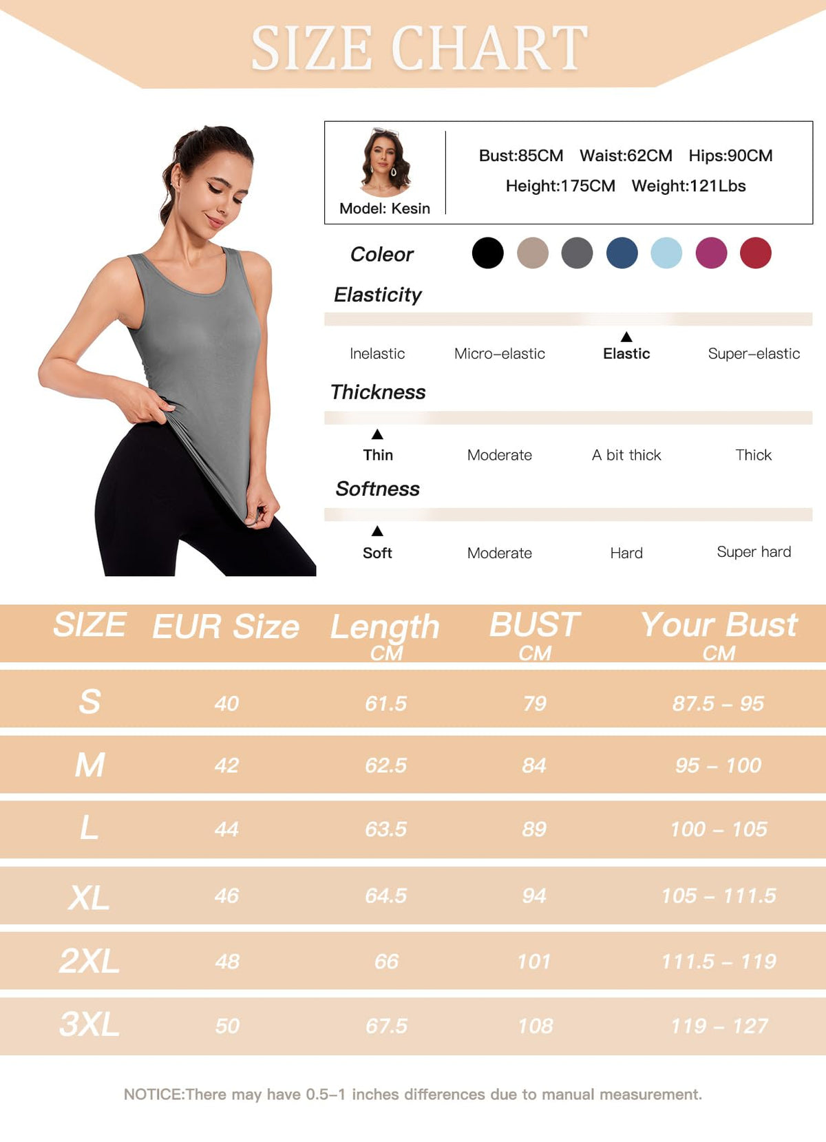 Women's Tank Top with Integrated Bra Wide Straps Built-In Cups - XL