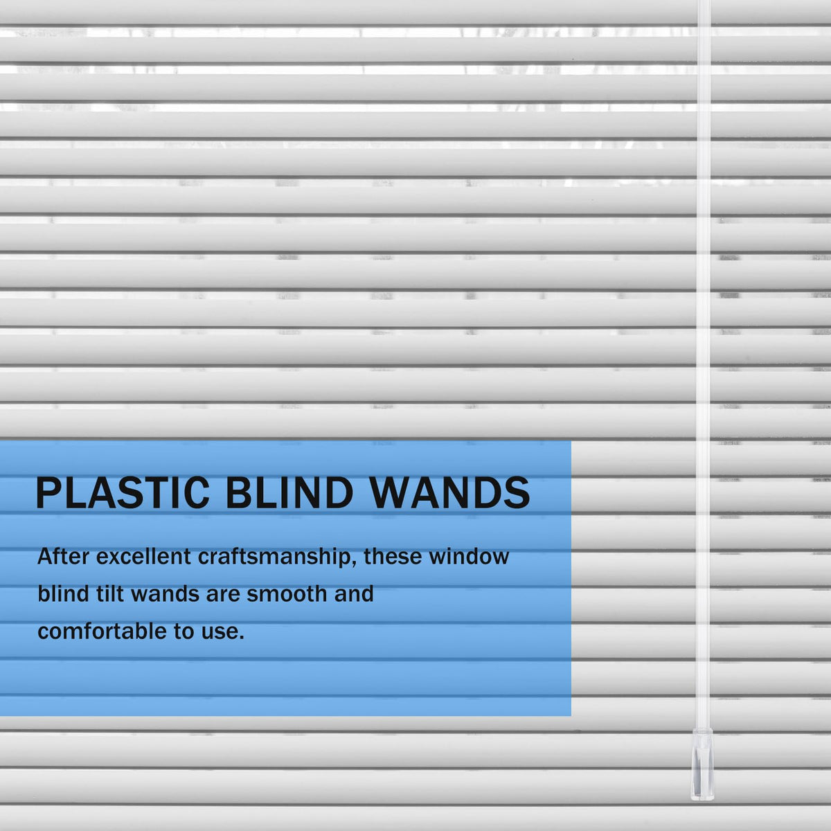 Blind Tilting Wand Replacement 17in 4-Piece with Hook & Handle – Transparent