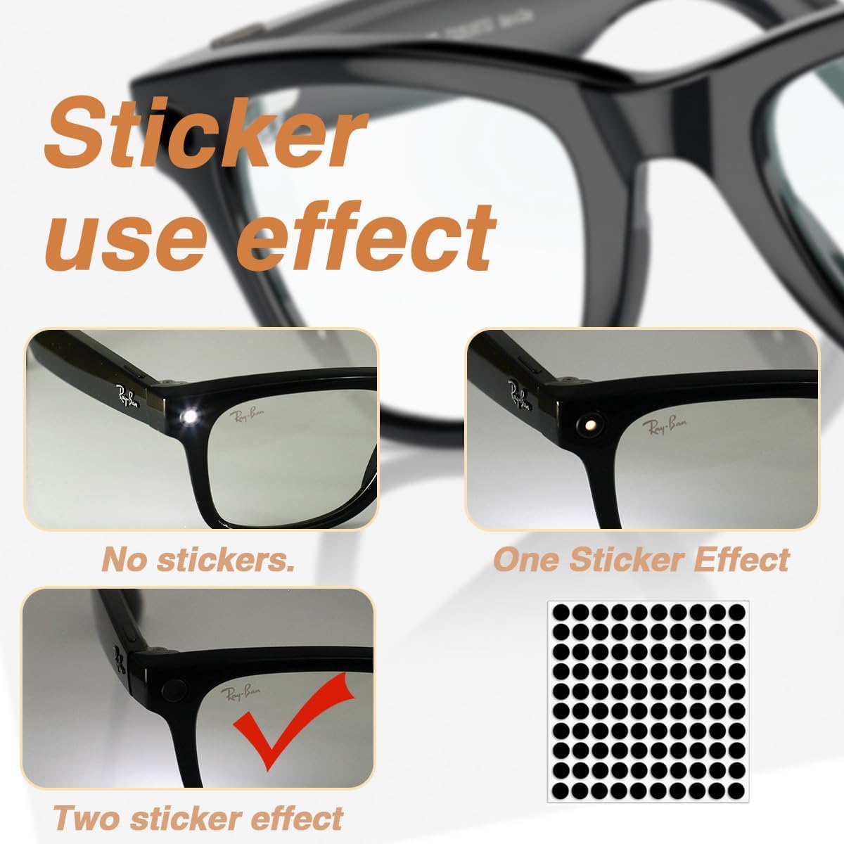 Light Blocking Stickers 100-Pack for Ray-Ban Meta & RayNeo V3 – Black