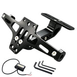 Motorcycle License Plate Holder Adjustable Bracket Universal Fit – Black