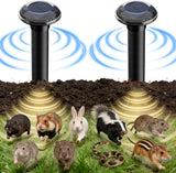 Solar Mole Repellent 2-Pack Vibration Pest Deterrent Up to 900m² IP68 - 2-Pack