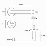 Stainless Steel Mortise Door Handle with Bathroom Knob Two-Tone – SO2-103BK-D
