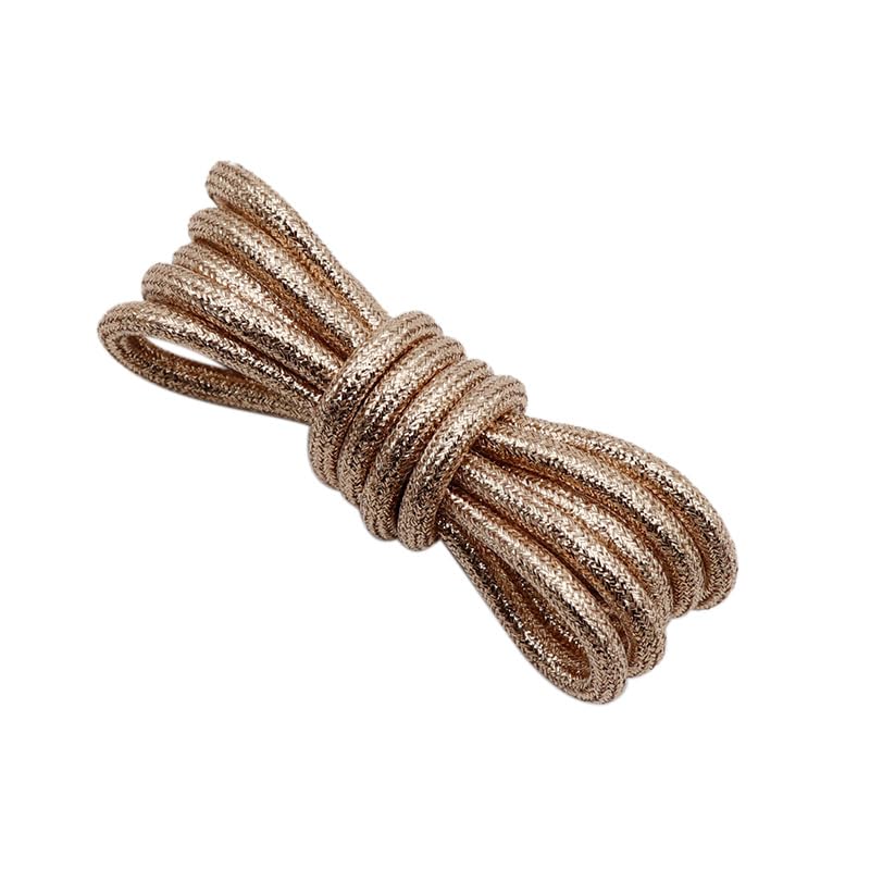 Șireturi rotunde cu sclipici rezistente la rupere 120 cm 4.5 mm, set 2 perechi – Aur Roz