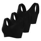 Memoryee Sports Bra Women's Large Breasts Strong Support Push Up Without Wire 3 Pack Set Padded Jogging Yoga Running Riding Bra Crop Top Black*3 6XL