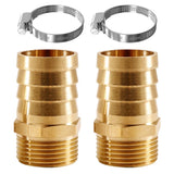 Ștuț adaptor furtun din alamă 1 inch filet exterior x 32 mm cu 2 coliere din alamă
