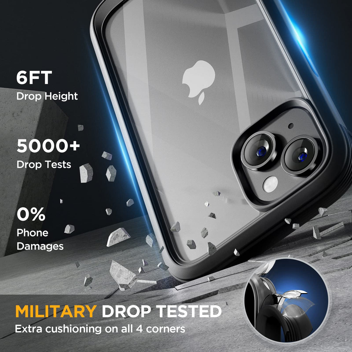 Husă de protecție integrală 360 grade cu folie inclusă pentru iPhone 13 / 14 – Negru