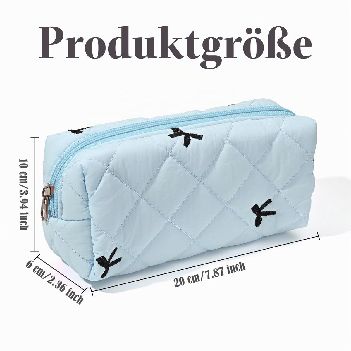 Floral Pencil Case Makeup Pouch Smooth Zipper Small Floral Design – Blue