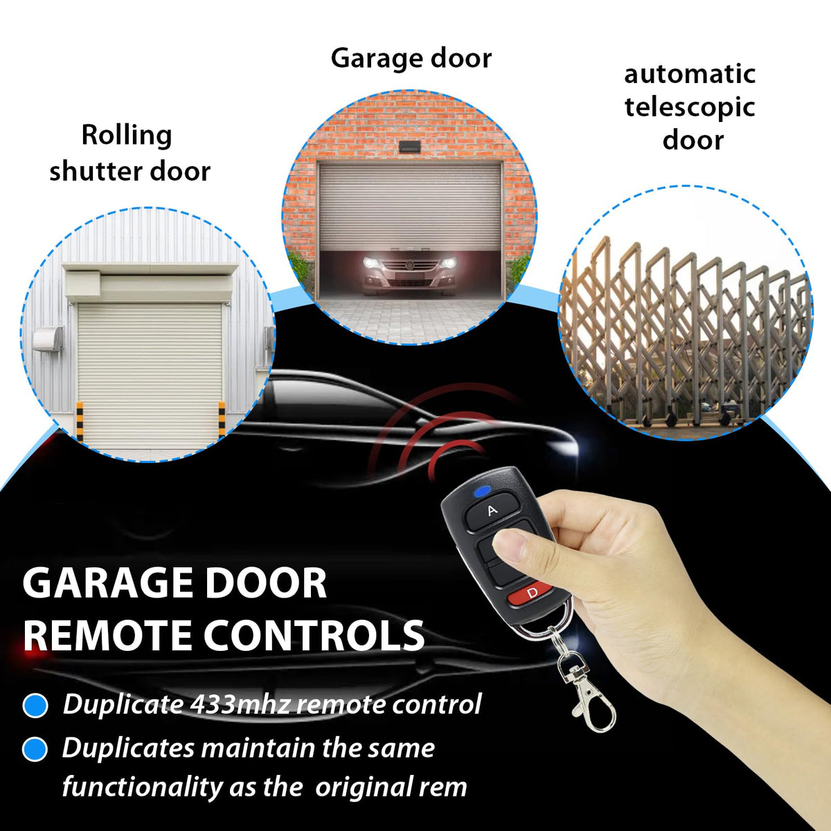 Universal Garage Door Remote Cloning Transmitter 433 MHz 4-Channel for Gates & Garages – 4 Pack