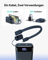 INIU Power Bank 20000mAh 22.5W Fast Charge Mini Portable Charger - Blue