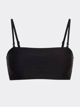 Bandeau Bikini Top Removable Straps Strapless Padded Women's Swim Top – Black M