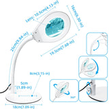 Beyamz LED Magnifying Glass Lamp with Desk Stand, Illuminated 105mm 5X Magnifying Glass, with Gooseneck, 5-Color 10-Lever Dimmable Ring Lights, for Crafts, Hobbies and Desk Lighting