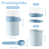 Muesli Cup to Go 450ml+250ml Leak-Proof with Spoon – Nordic Blue