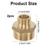 Double nipple reduced 1 inch to 1/2 inch, 2 pieces brass reducing nipple AG/AG connector external thread to external thread for heating drinking water system suitable