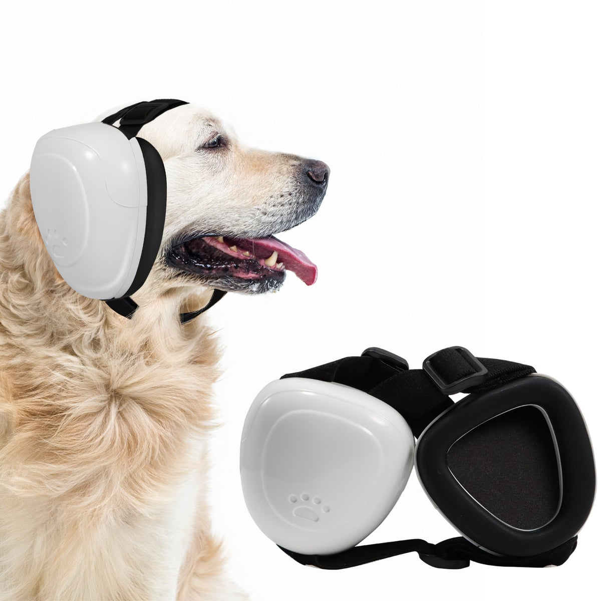 KOPBTBOY Earmuffs for Dogs, Hearing Protection for Dogs, Adjustable Dog Noise Reduction Earmuffs, Sound Insulation and Noise Reduction Hearing Protection for Dogs (White, M)