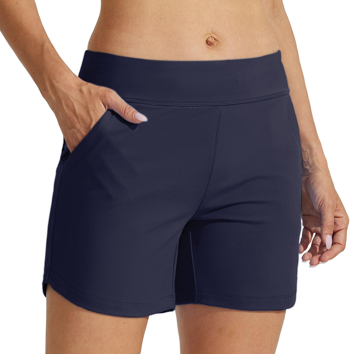 Pantaloni scurți de baie damă WILLIT cu uscare rapidă și buzunare – Bleumarin L