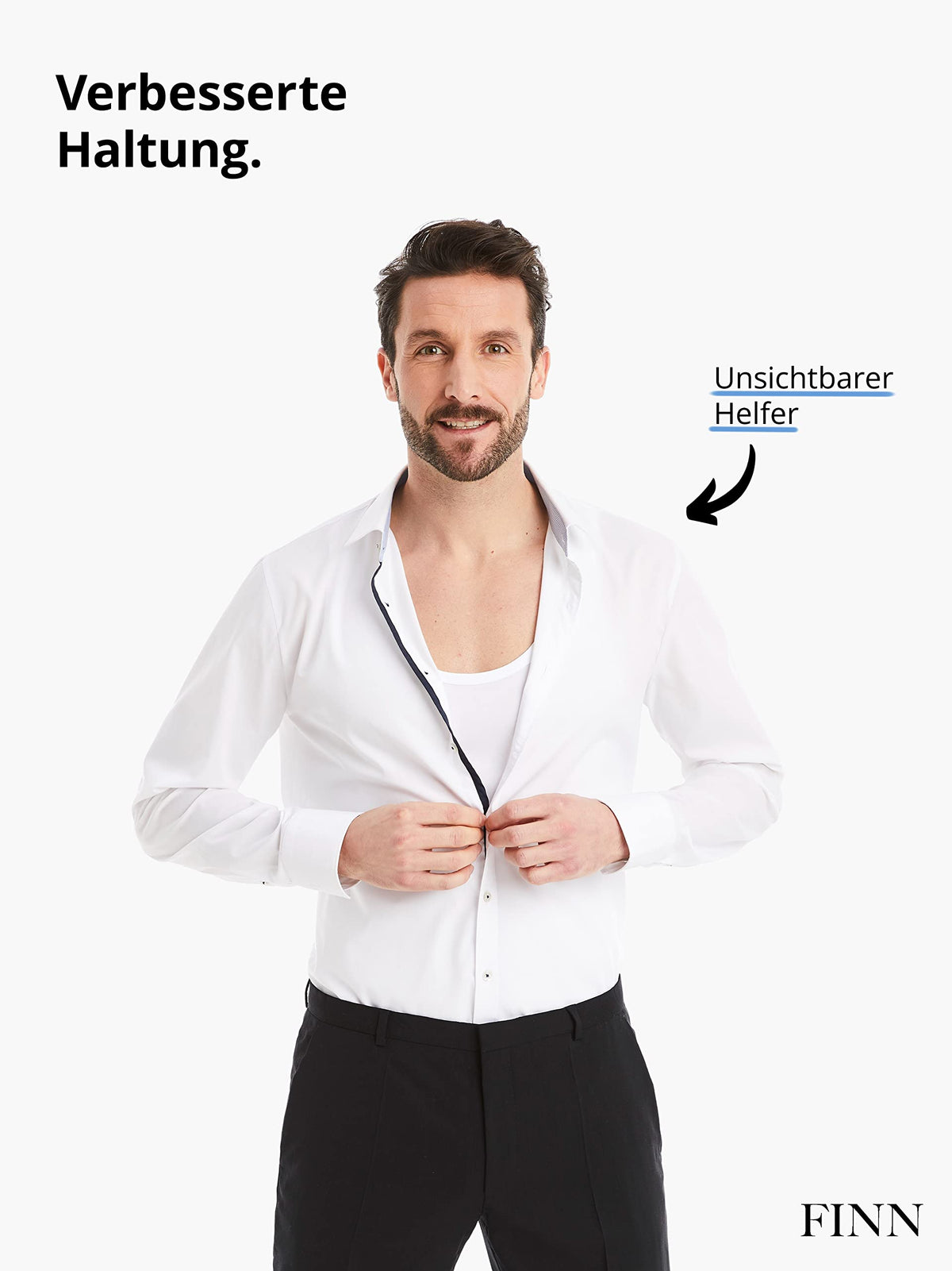 Tricou compresiv modelator FINN pentru bărbați din bumbac cu mânecă scurtă – Alb S