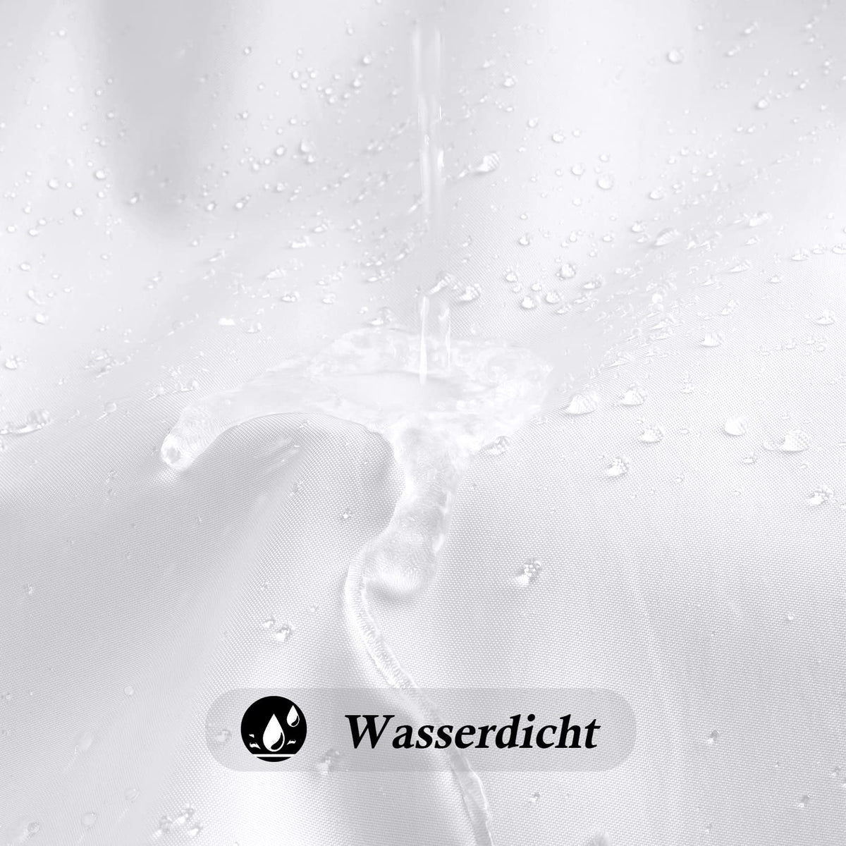 EurCross Shower Curtain 180x200 cm White Textile, Anti-mold Waterproof and Dries Quickly, Washable High-quality Fabric Shower Curtain Bathtub 1.8 x 2m Long with 12 Rings