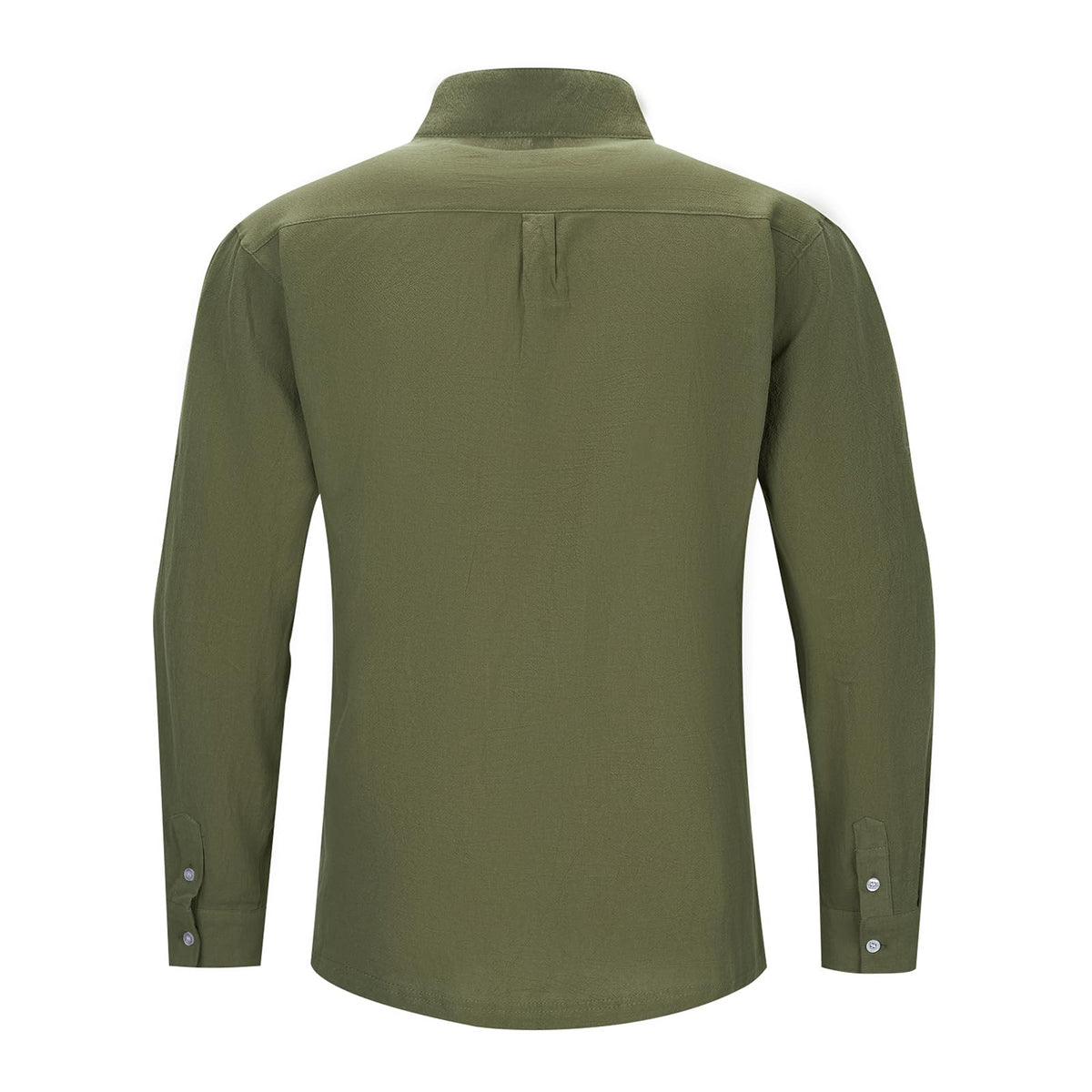 Men's Cotton-Linen Long Sleeve Casual Shirt Lightweight – Blue M