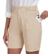 Bermude damă cu 4 buzunare, stil casual / golf / lucru – Kaki EU XL