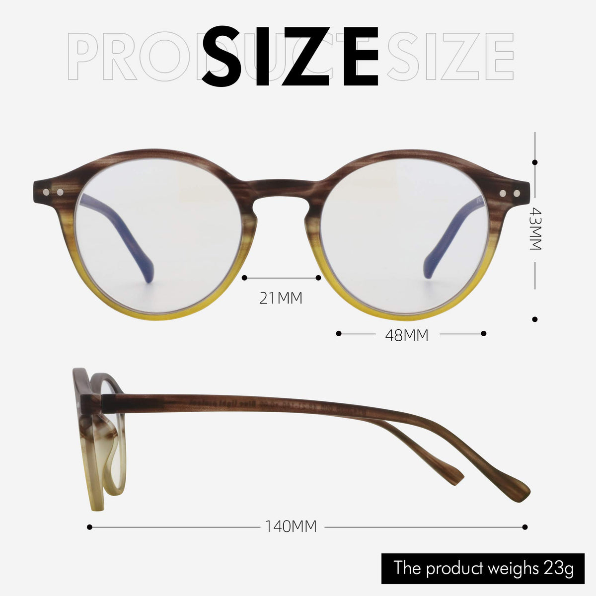 Ochelari rotunzi de citit cu protecție lumină albastră și antiameteală ZENOTTIC stil retro