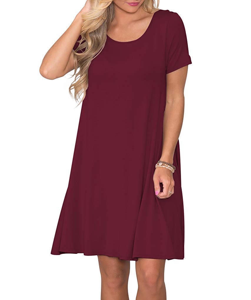Women's Short Sleeve Summer Dress with Pockets Casual – Various Sizes