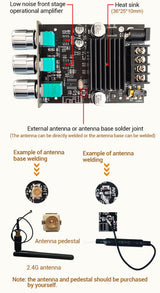 WANGCL ZK-1002MT 2 x 100W Bluetooth 5.0 Subwoofer Amplifier Board High Power Audio Stereo Amplifier Board AUX Bass Treble AMP