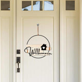Door Wreath Metal Welcome Sign All-Seasons Front Door Decoration