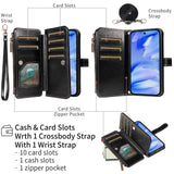 Husă tip portofel din piele cu suport carduri și folie pentru Google Pixel 9a – Negru