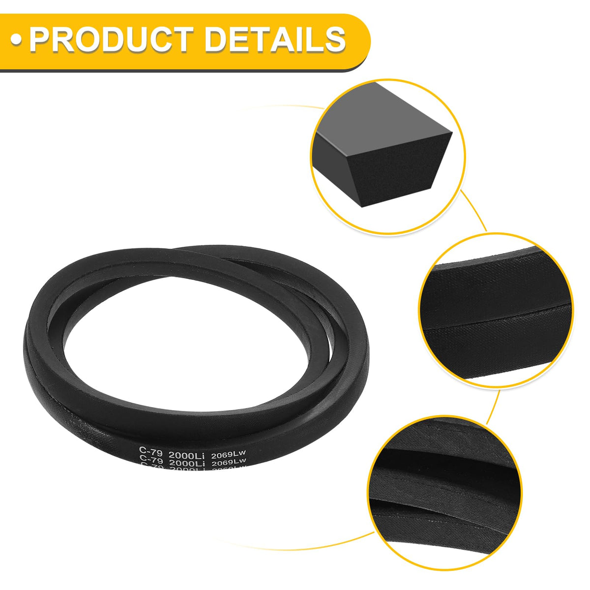 Timing V-Belt C79 2007mm Pitch 14mm Thick Rubber Drive Belt – 2007mm