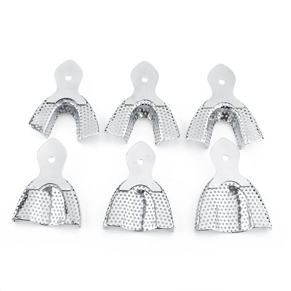 Dental Impression Trays Stainless Steel Autoclavable Upper & Lower – 6pcs