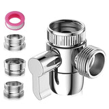 3-way faucet diverter valve, 3-way diverter valve diverter valve brass with adapter for M22 M24 G1/2 faucet for kitchen bathroom shower system sink shower
