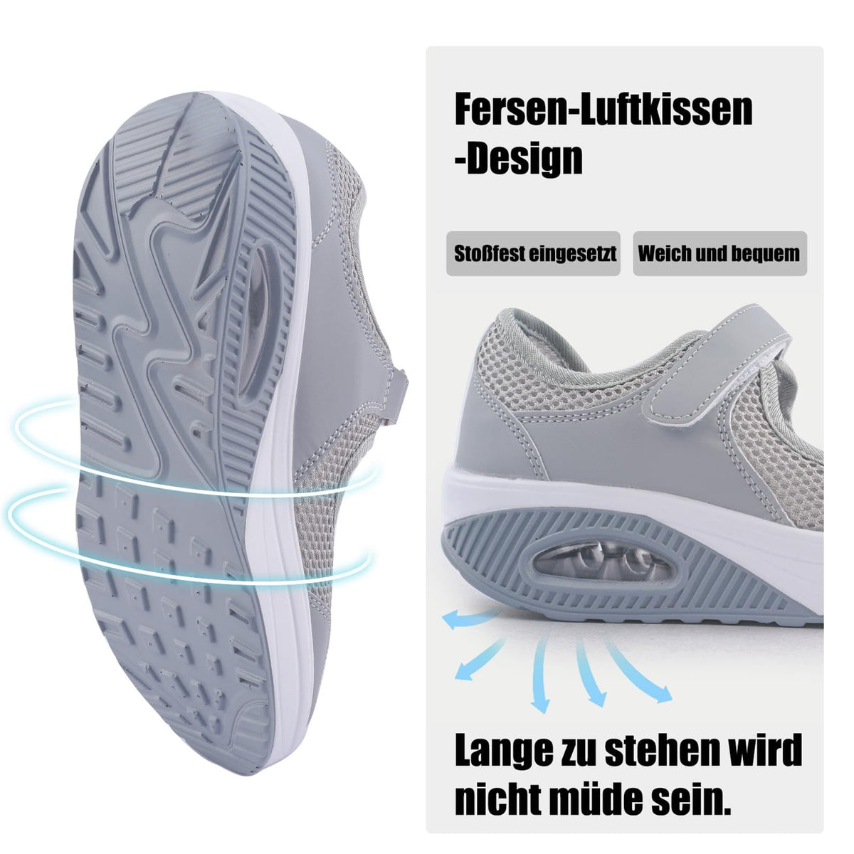 Pantofi sport damă de mers pe jos cu pernă de aer, respirabili – Gri EU 42