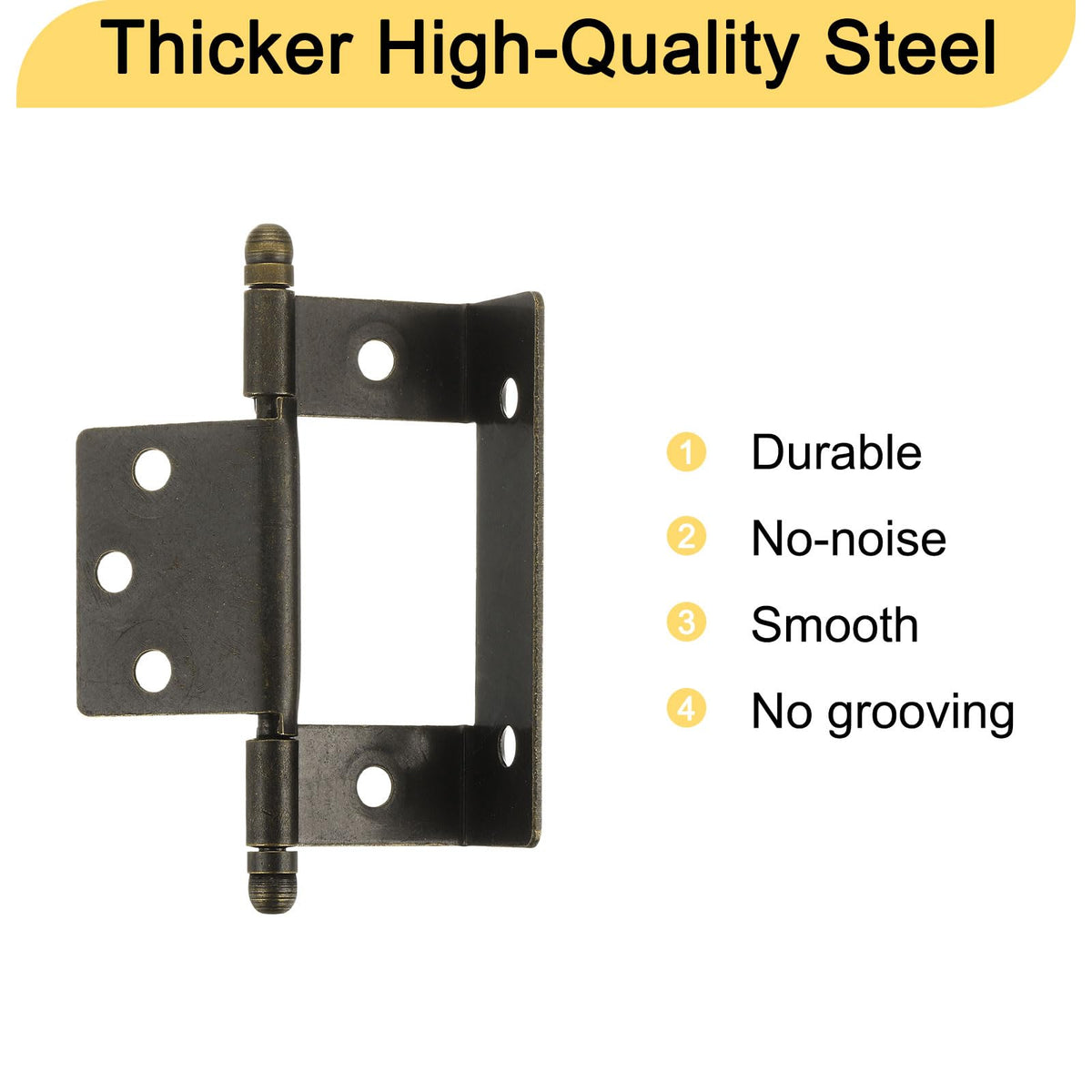 6-Piece Cabinet Door Hinges Full Recess Half-Wrap Vintage Bronze 87x16x1.5mm - Bronze